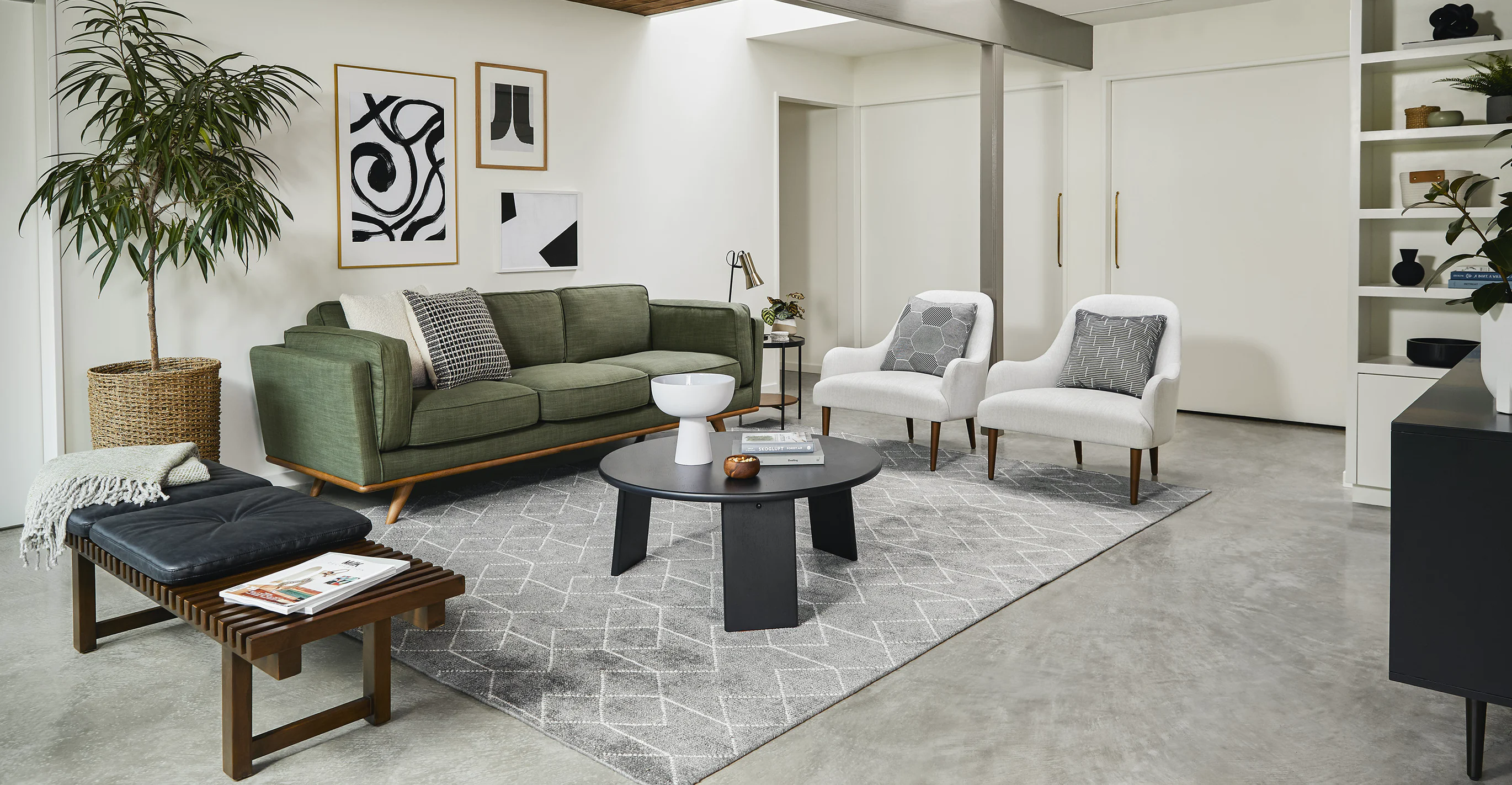 The Abbey Suites luxury apartment living room with modern furnishings